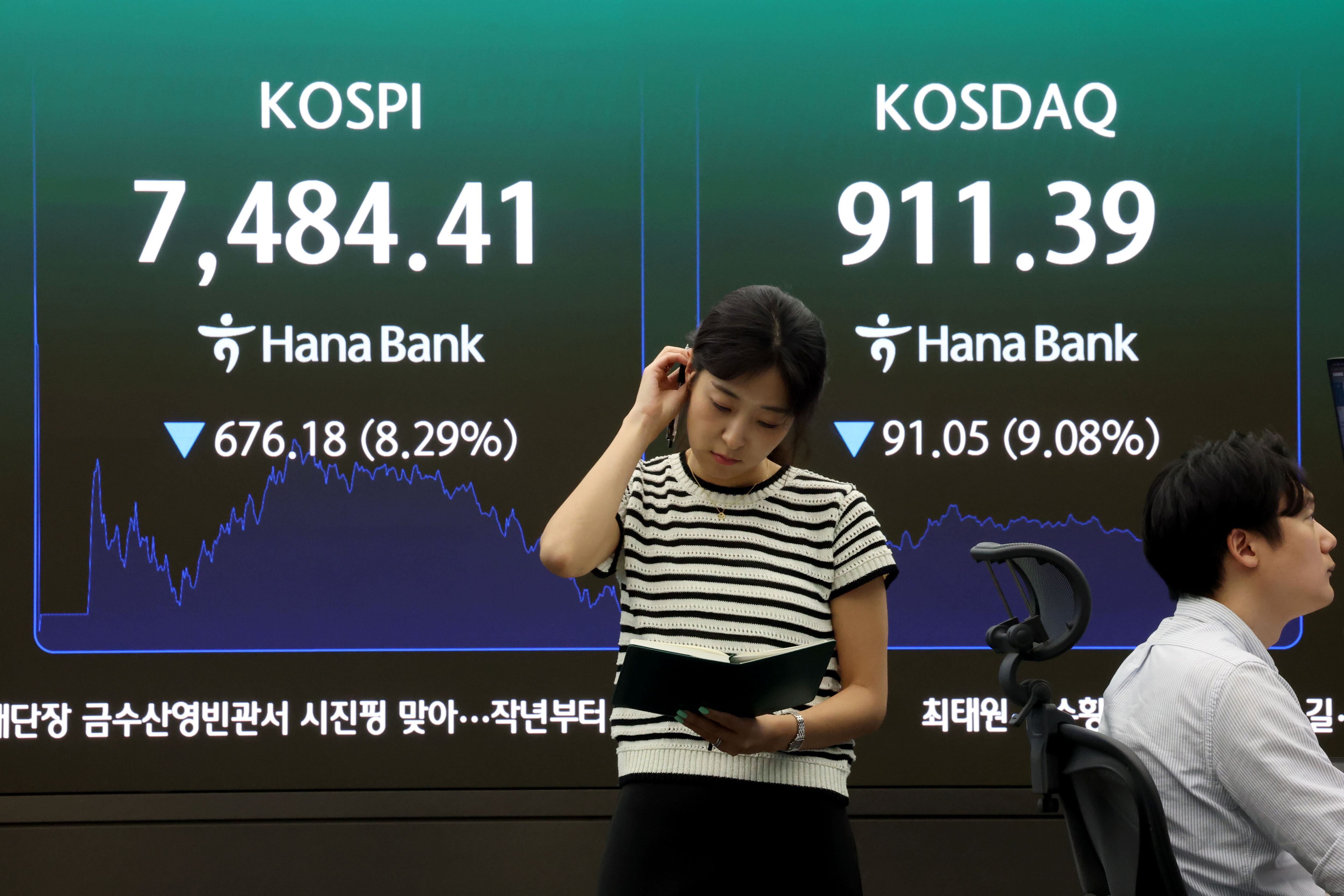 [마켓뷰] ‘검은 월요일’ 증시 초토화… 코스피 8%·코스닥 9% 폭락