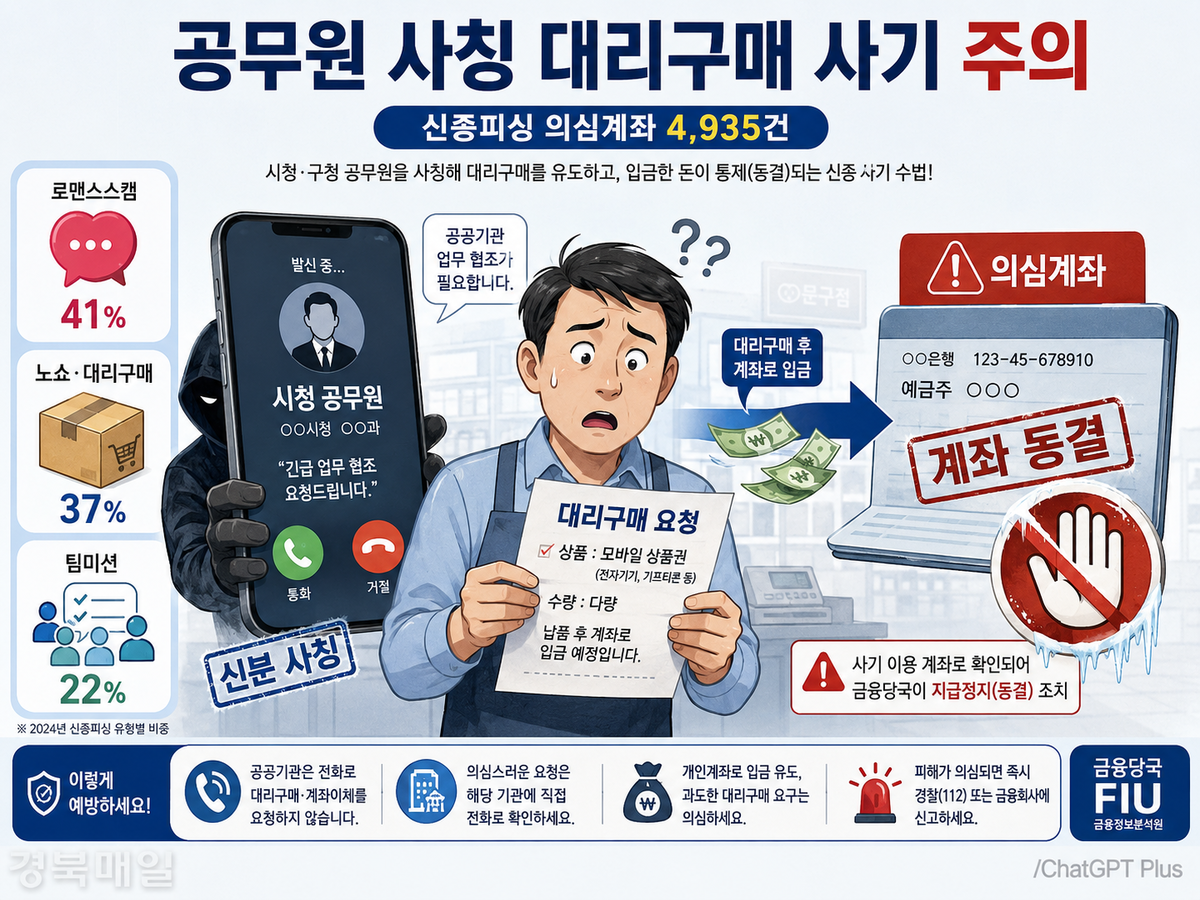 “시청 공무원인데 대신 사주세요”…한달 새 신종피싱 의심계좌 4935건