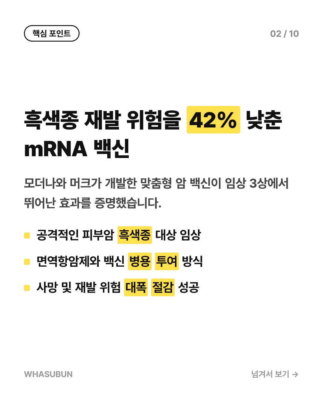 mRNA 백신으로 피부암 흑색종 재발 위험 42% 낮춘다 카드뉴스 2