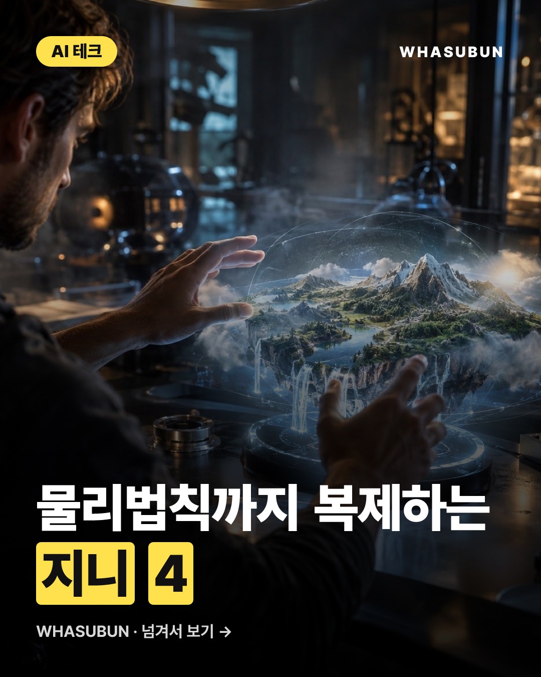 구글 딥마인드 지니 4, 물리 법칙까지 복제하는 가상 세계 AI 카드뉴스 1