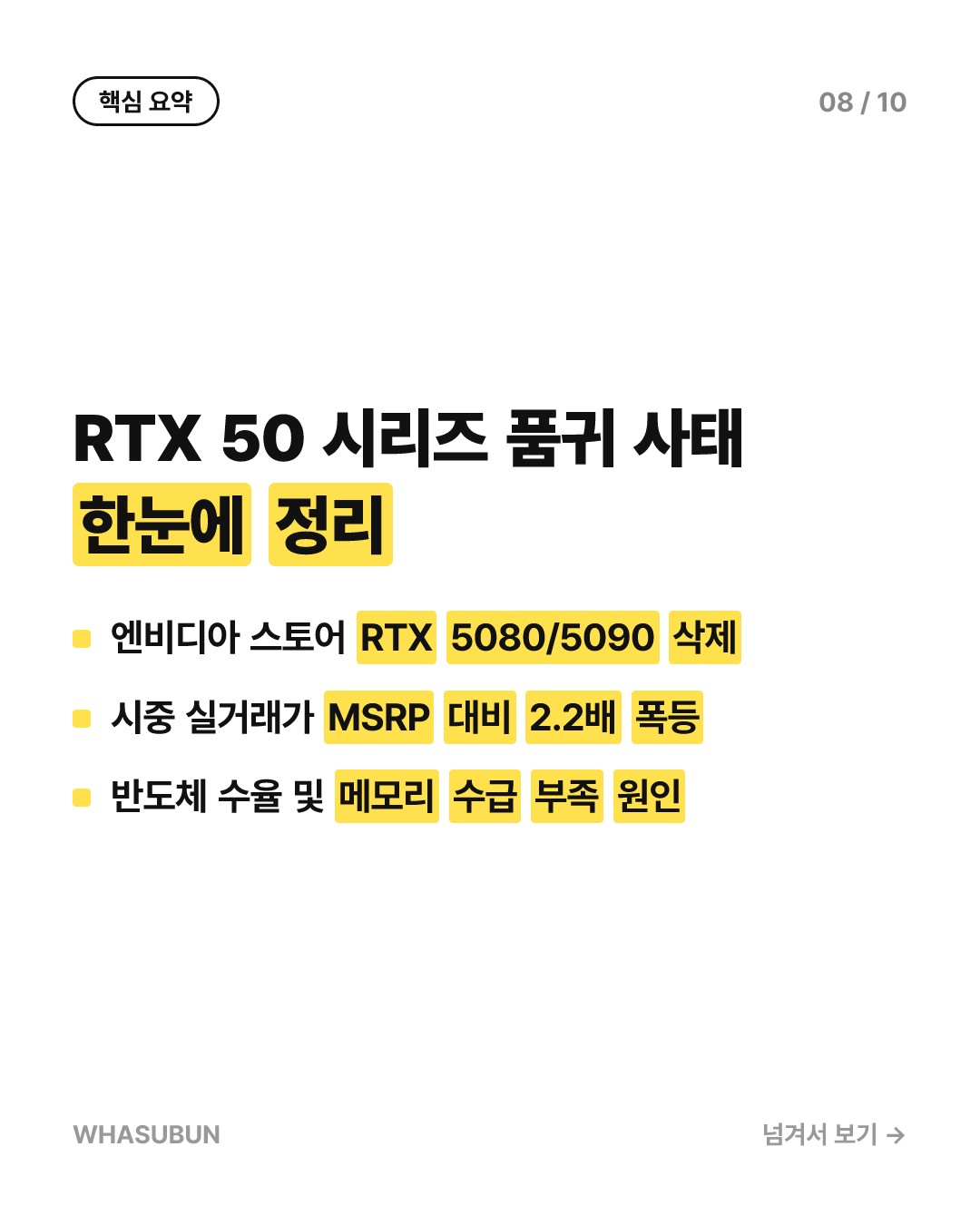 RTX 5080 품귀 현상, 엔비디아 스토어 삭제와 2.2배 떡상 카드뉴스 8