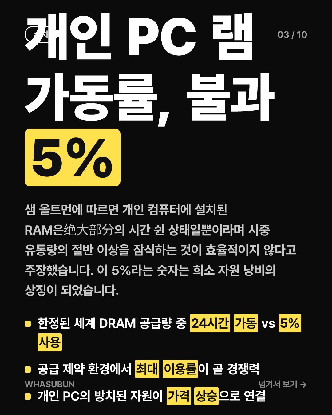 샘 올트먼, 램은 PC보다 데이터센터에 있는 게 낫다 카드뉴스 3