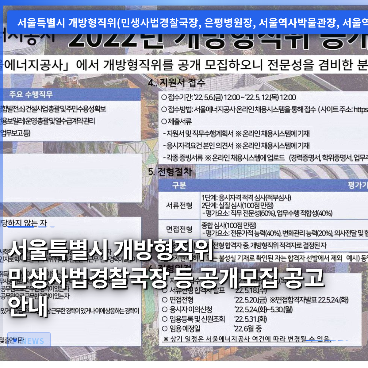 ソウル特別市 開放型職位 民生司法警察局長などの公開募集公告のご案内