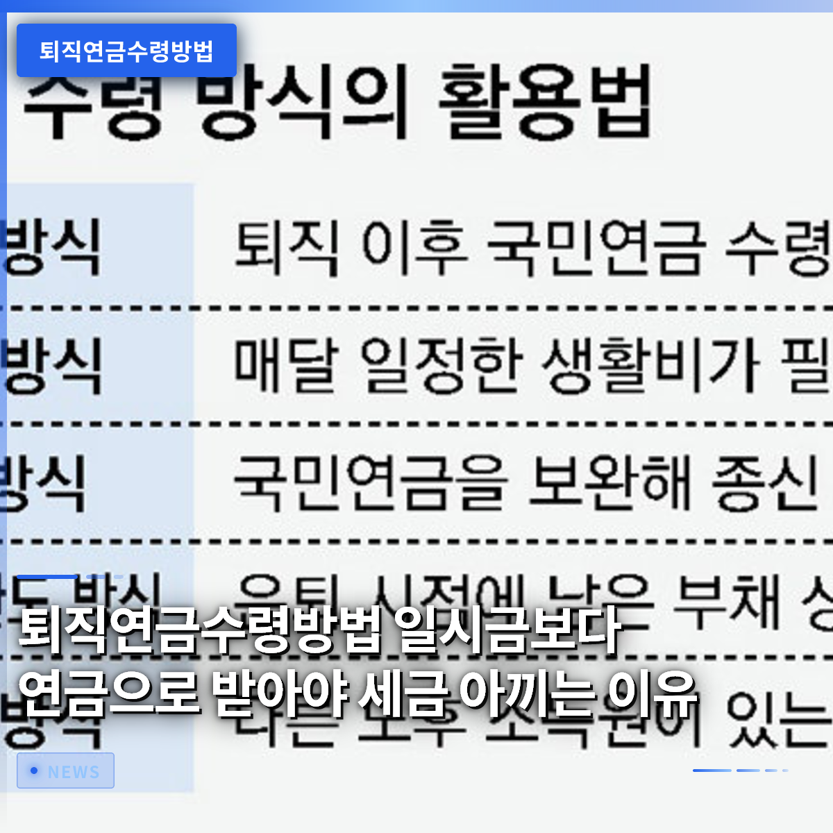 퇴직연금수령방법 일시금보다 연금으로 받아야 세금 아끼는 이유