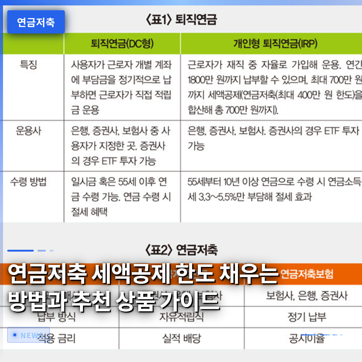 연금저축 세액공제 한도 채우는 방법과 추천 상품 가이드