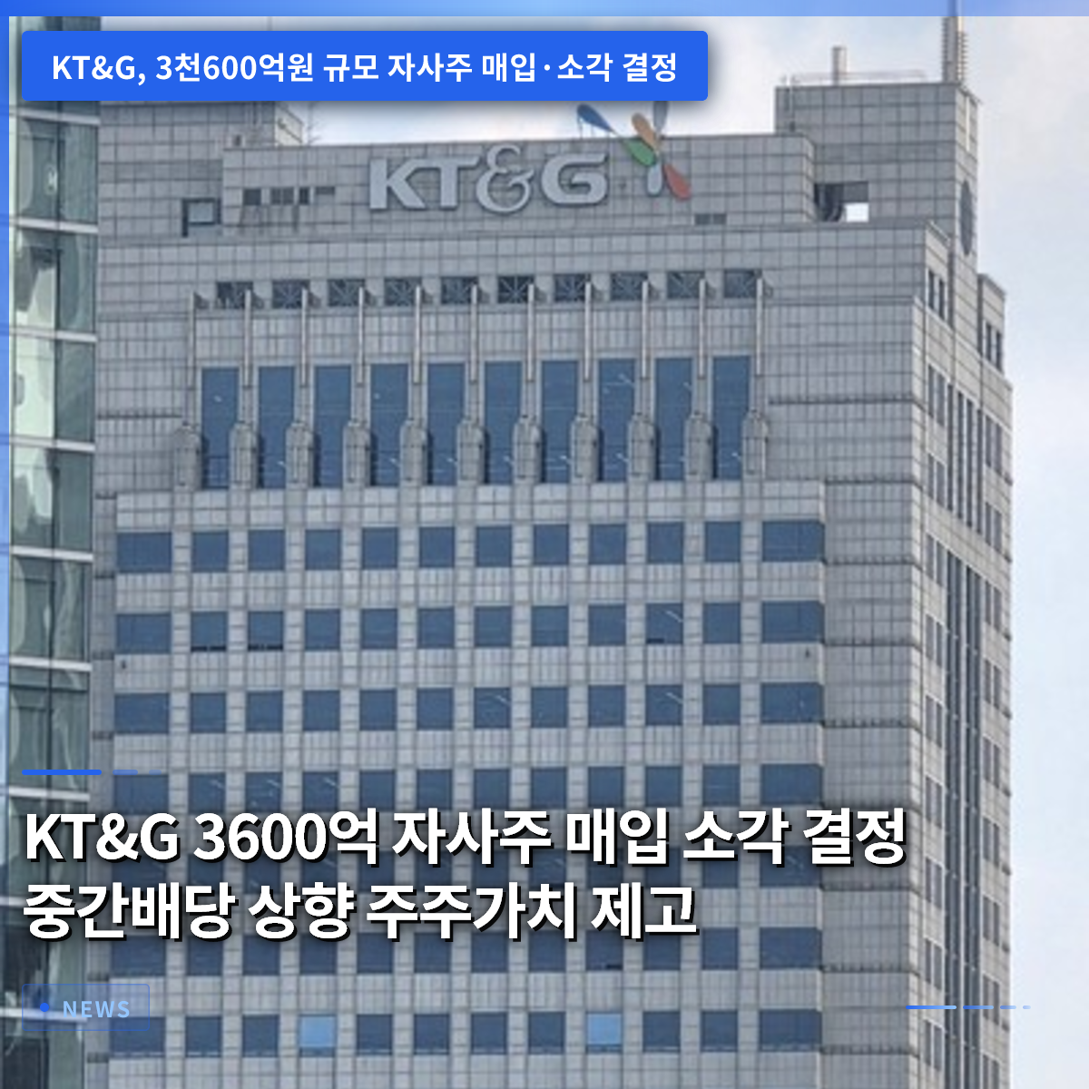KT&G、3600億ウォンの自社株取得・消却決定、中間配当引き上げで株主価値向上