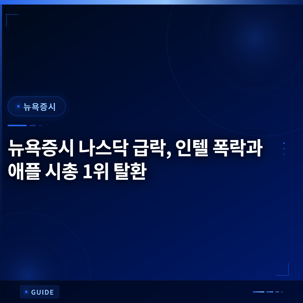 뉴욕증시 나스닥 급락, 인텔 폭락과 애플 시총 1위 탈환 뉴욕증시 나스닥 급락, 인텔 폭락과 애플 시총 1위 탈환